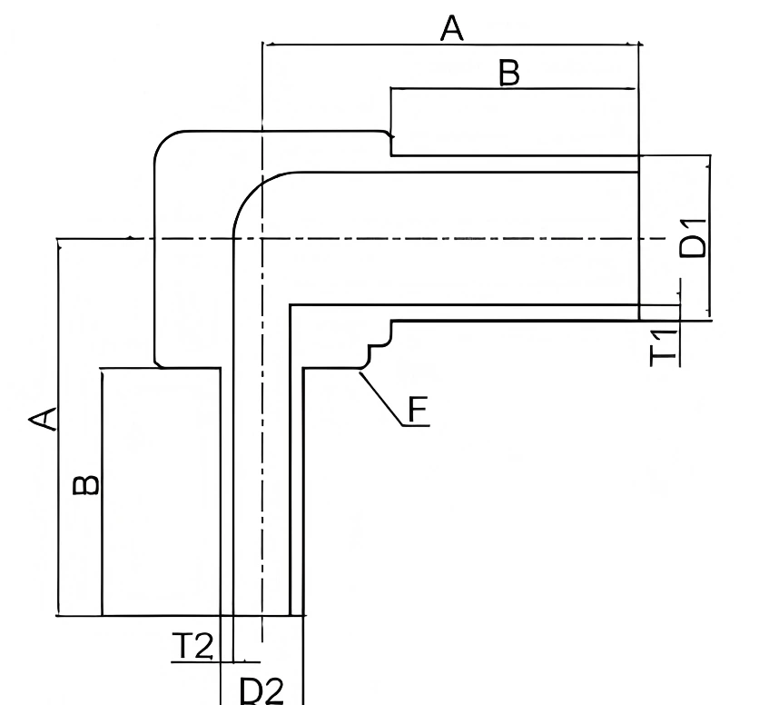 SM16X8E23 - Stainless Steel Reducing 90° Elbow - 1" O.D. x 1/2" O.D. - Image 2
